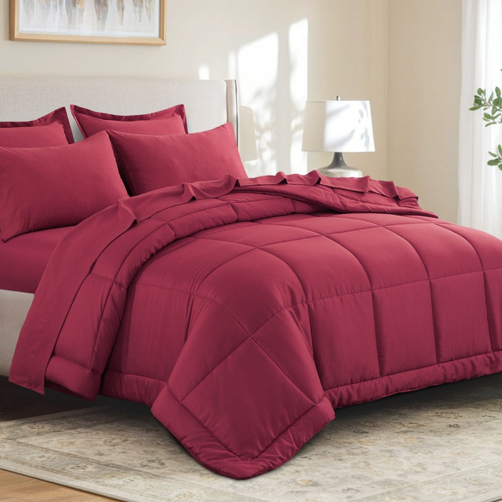 7 Piece Comforter Set Luxury Soft Fluffy Bedding All Season Bed in a Bag with Comforter Fitted Sheet Flat Sheet Pillowcases Hypoallergenic Breathable Easy Care Queen King Twin XL Full