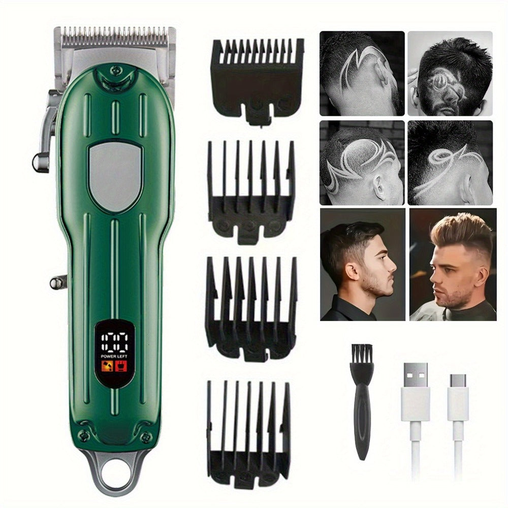 Hair Clipper Set for Men - Professional Cordless Rechargeable Hair Trimmer with LCD Display, Metal Body, Home Haircut Kit, 1 or 2 Piece Set, Father's Day & Birthday Gift for Men