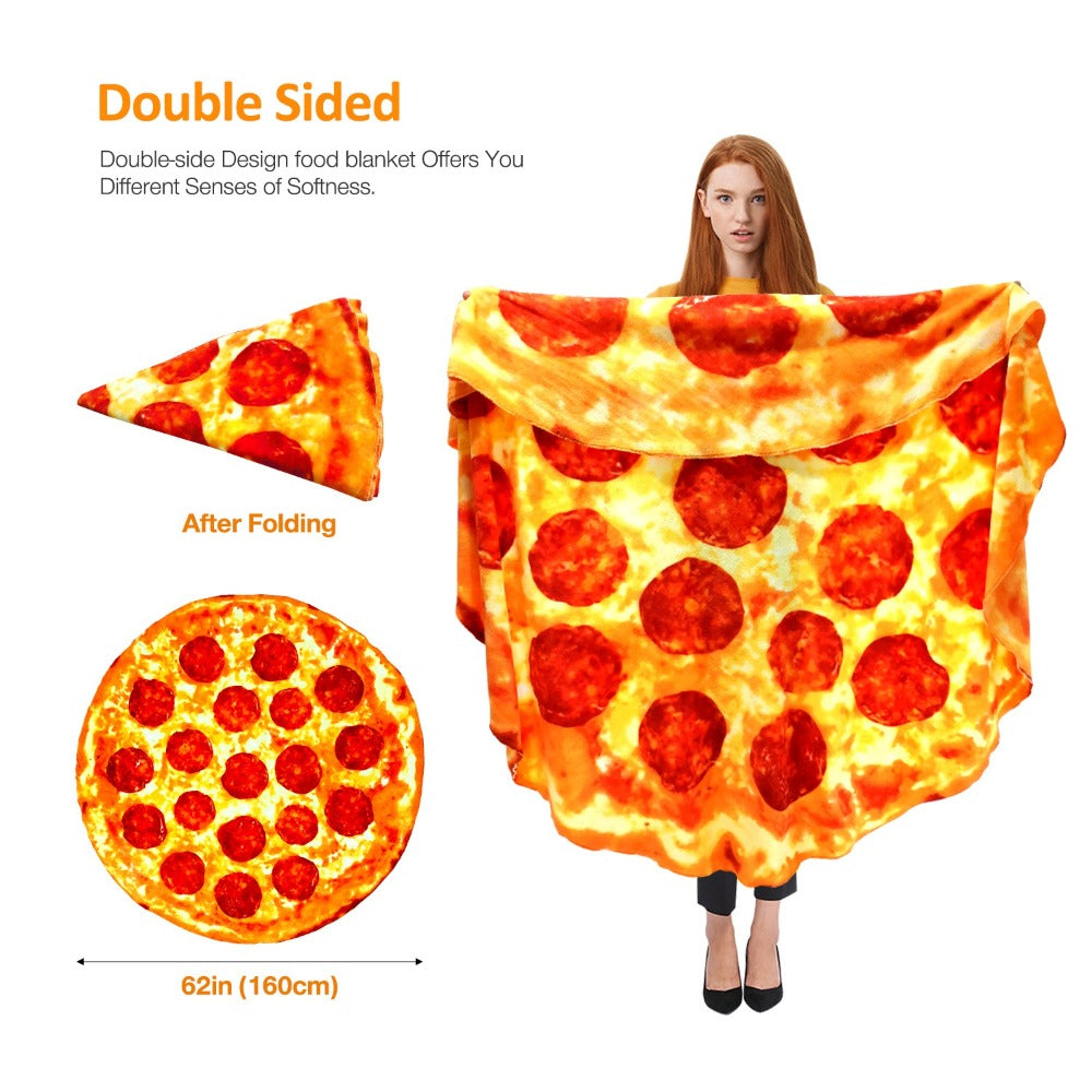 Food Print Flannel Throw Blanket - Funny Pizza Donut Pancakes Digital Print 250GSM Soft Cozy Lightweight All-Season Foodie Throw for Couch Sofa Bed Office Camping Travel