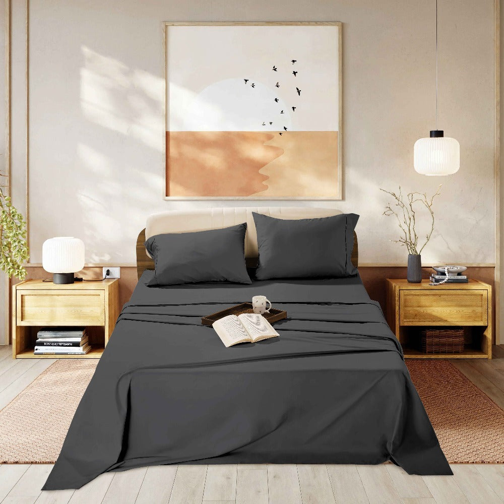 Egyptian Cotton Sheet Set 1000 Thread Count - Deep Pocket Fitted Sheet, Sateen Weave, Breathable Soft Bedding Set for King Queen Full Twin