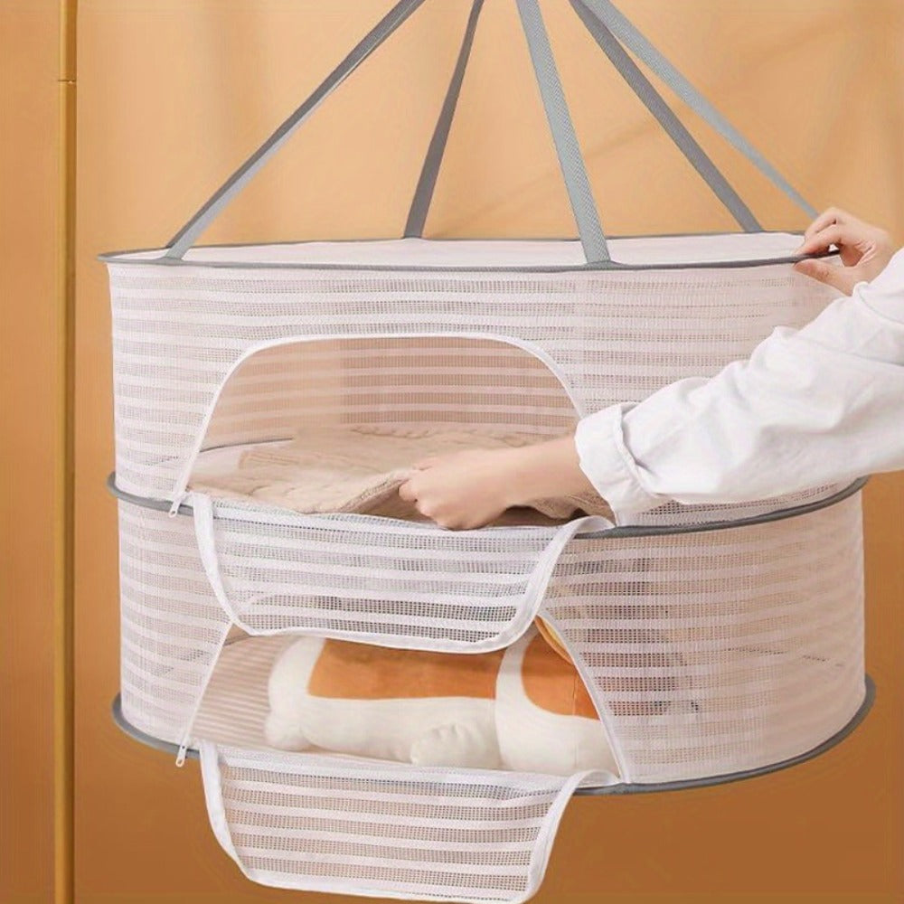 Mesh Drying Rack Foldable 2-3 Layer with Hooks & Zipper Closure ¡ª Hanging Herb Drying Net for Herbs, Fruits, Vegetables, Fish, Flowers & Clothes | Large Size