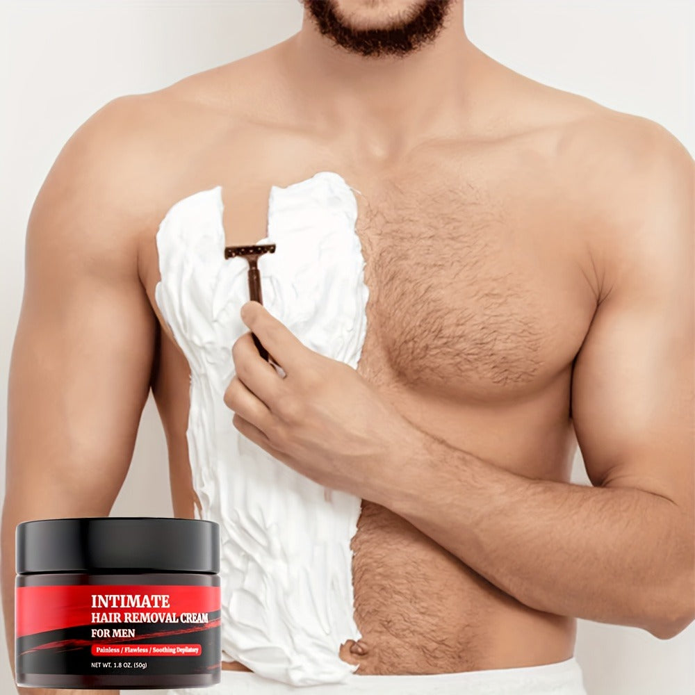 Hair Removal Cream for Men - Fast Acting Depilatory for Chest Back Legs Arms Intimate Areas Sensitive Skin Formula 50g