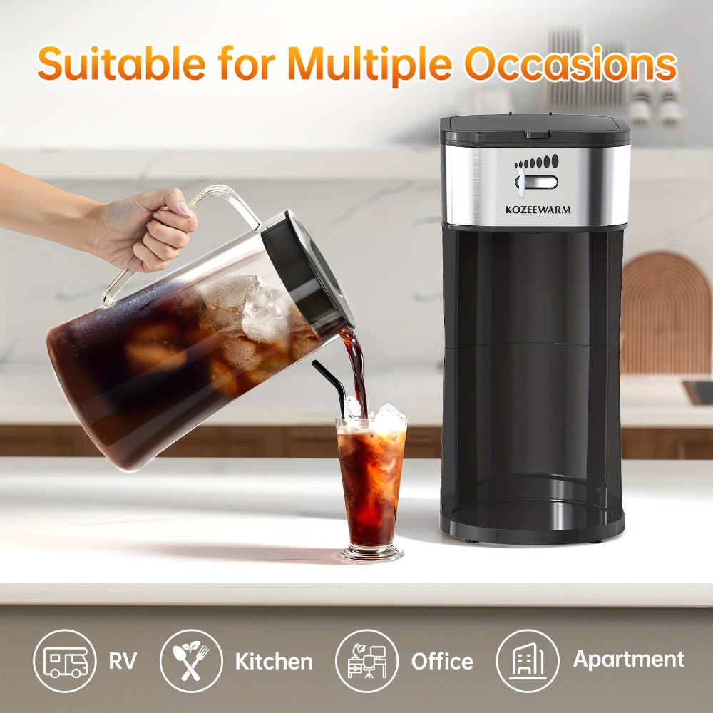Iced Tea & Coffee Maker 3 QT Pitcher with Reusable Filter Basket | Adjustable Brew Strength | Cold Brew Machine for Iced Tea, Lattes, Lemonade & Flavored Water | Black
