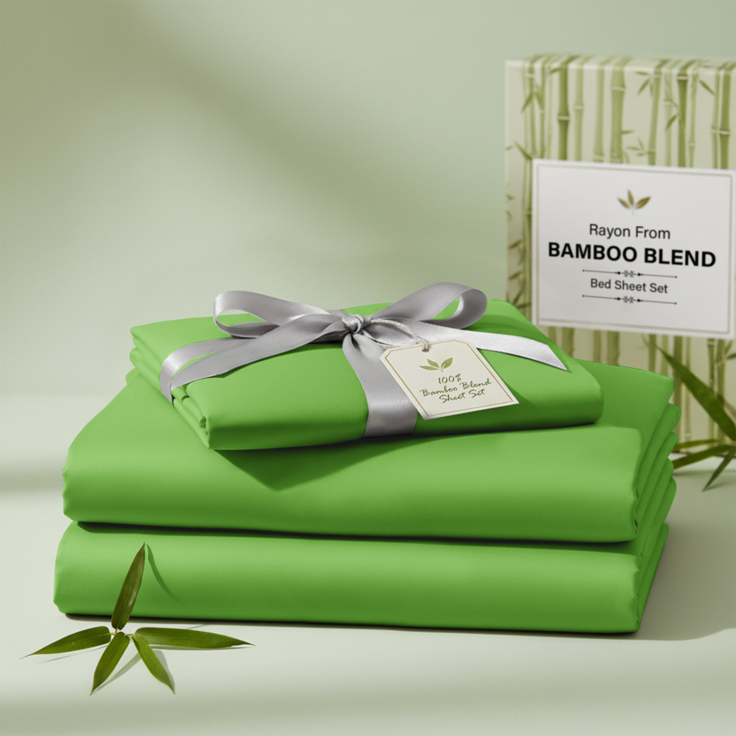 Bamboo Blend Bed Sheet Set 4 Piece 30% Bamboo Viscose 70% Polyester Cooling Deep Pocket 16 Inch Wrinkle-Resistant Moisture-Wicking Twin Full Queen King Cal King
