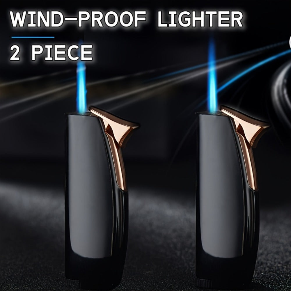 Windproof Lighter 2-Pack ¨C Slim Portable Pocket Lighter with Mirror Finish, Refillable Butane Flame, Fashionable Gift for Men & Women, Available in 8 Colors (Red, Black, White, Silver, Pink, Blue, Yellow, Green)