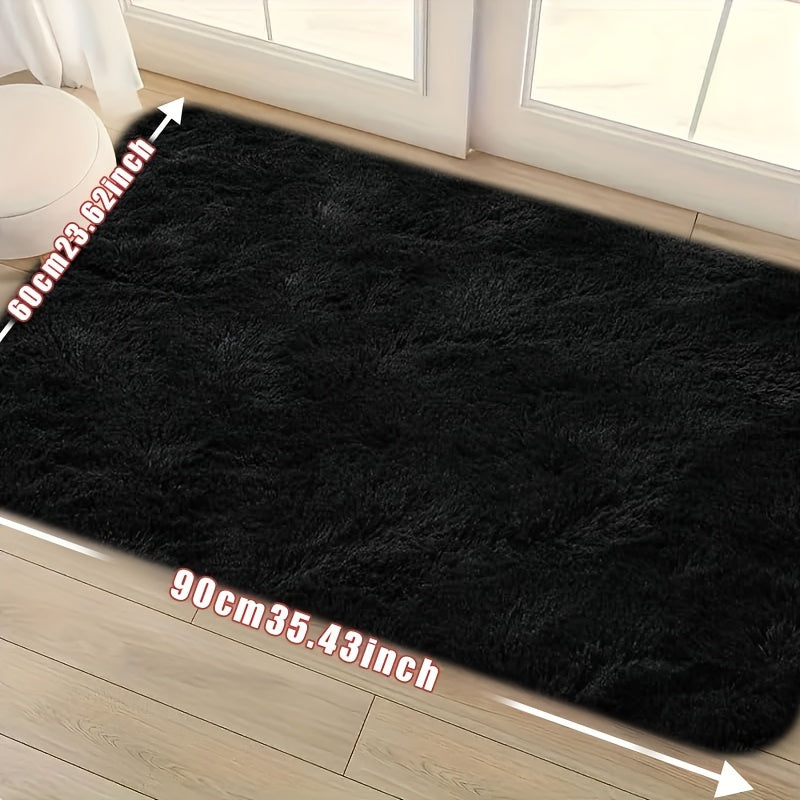 Tie-Dye Plush Area Rug Soft Non-Slip - Absorbent Machine Washable Fluffy Mat for Living Room Bedroom Bathroom, Modern Luxury Home Accent Rug, Dark Gray Black Light Gray Pink, 2 Sizes