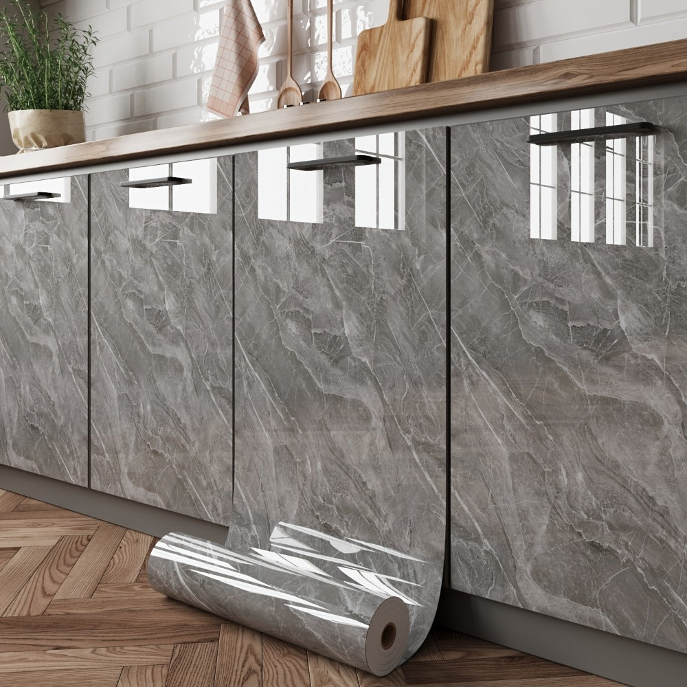 Marble Peel and Stick Wallpaper Roll - Waterproof Oil-Proof Self-Adhesive Wall Contact Paper for Kitchen Backsplash Bathroom Countertop