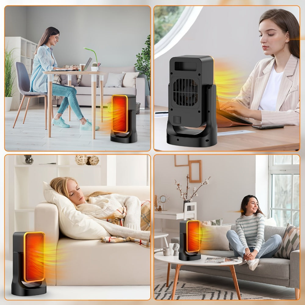 Portable PTC Ceramic Electric Space Heater - Fast Heating, Quiet Operation, Thermostat Control, 3 Fan Speed Settings, Compact Design for Desk Office Bedroom Small Room, 500W & 1500W, White & Black