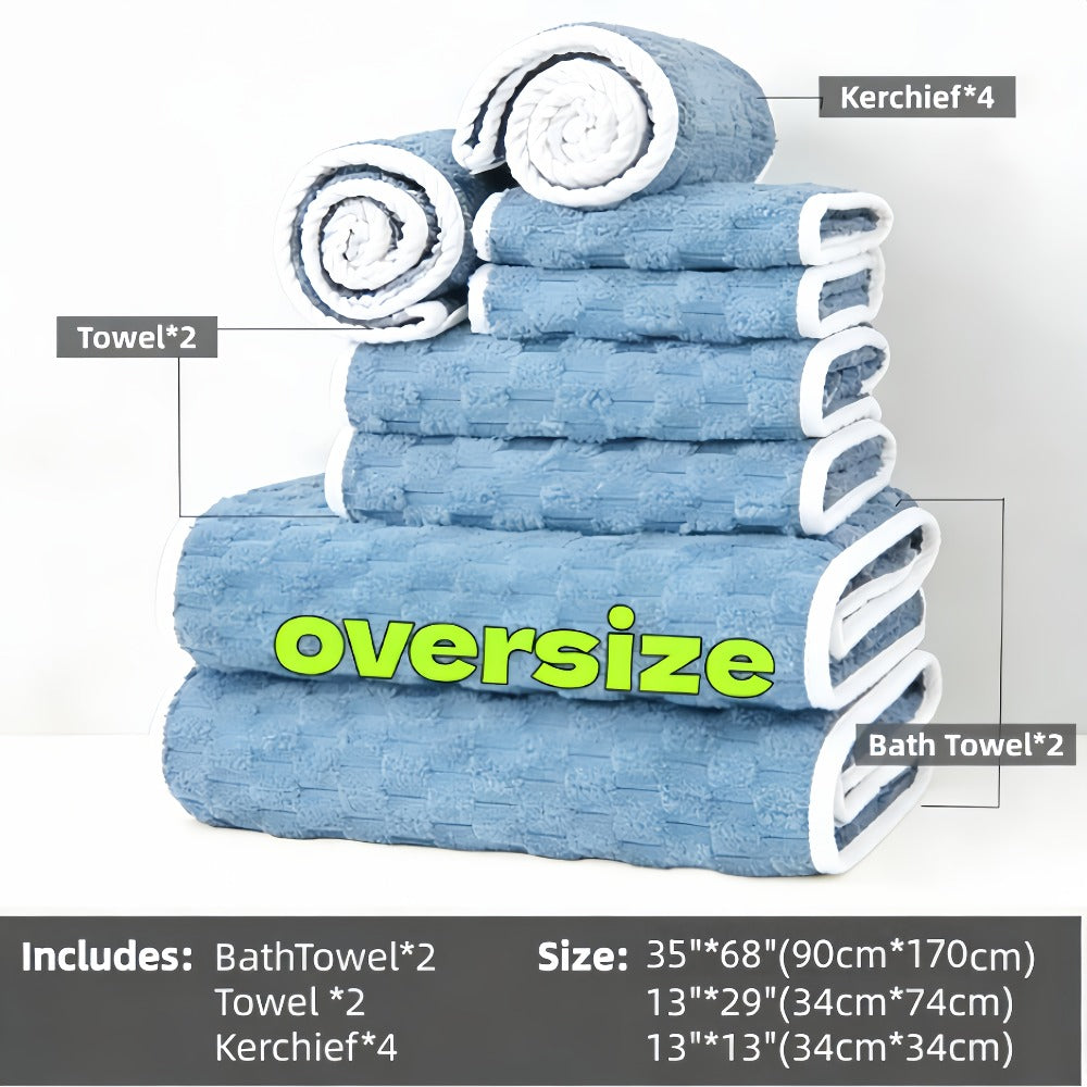 Waffle Weave Bath Towels Set 4 Pack or 8 Pack - Ultra Soft Super Absorbent Quick Dry Microfiber Moire Textured Towels | Spa Gym Travel Daily Use | Multi-Color Sets Gray Pink Blue Beige Gift Set