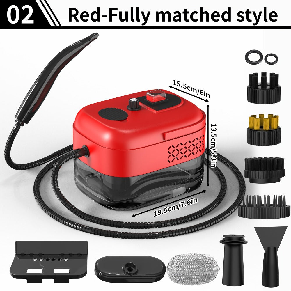 High Temperature Pressurized Steam Cleaner Handheld Portable Steam Cleaning Machine Set with Brush Heads & Glass Scraper - Multi-Surface for Kitchen, Bathroom, Furniture, Car & Tile Grout, Multiple Colors