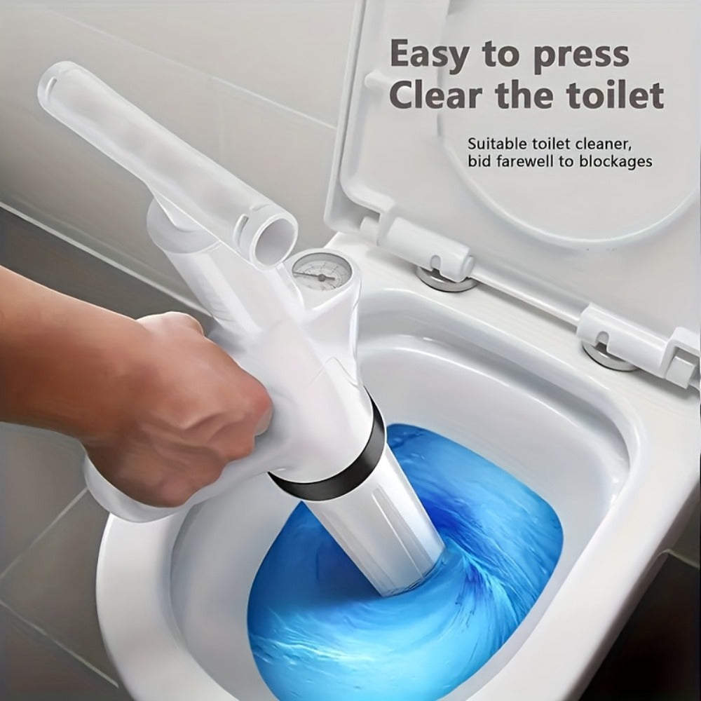 Heavy-Duty Drainage Spray Gun with Adjustable Pressure - Air Plunger Tool for Unclogging Toilets Sinks & Floor Drains, No Electricity Needed, Durable Plastic Design, 1pc White
