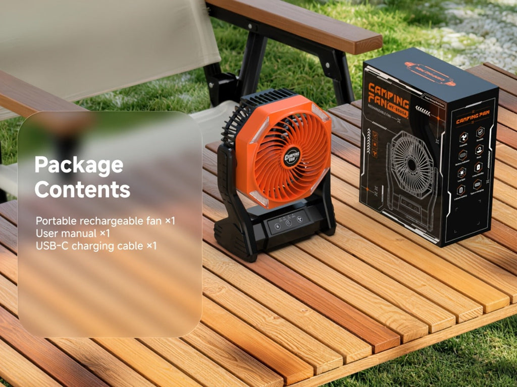 Camping Fan 20000mAh with LED Light and Brushless Motor, 4-Speed 180¡ã Oscillating Portable Outdoor Fan, 22-26H Long Runtime Anti-Slip Base, 3-in-1 Table Fan for Camping, Hiking, Picnic and Emergency