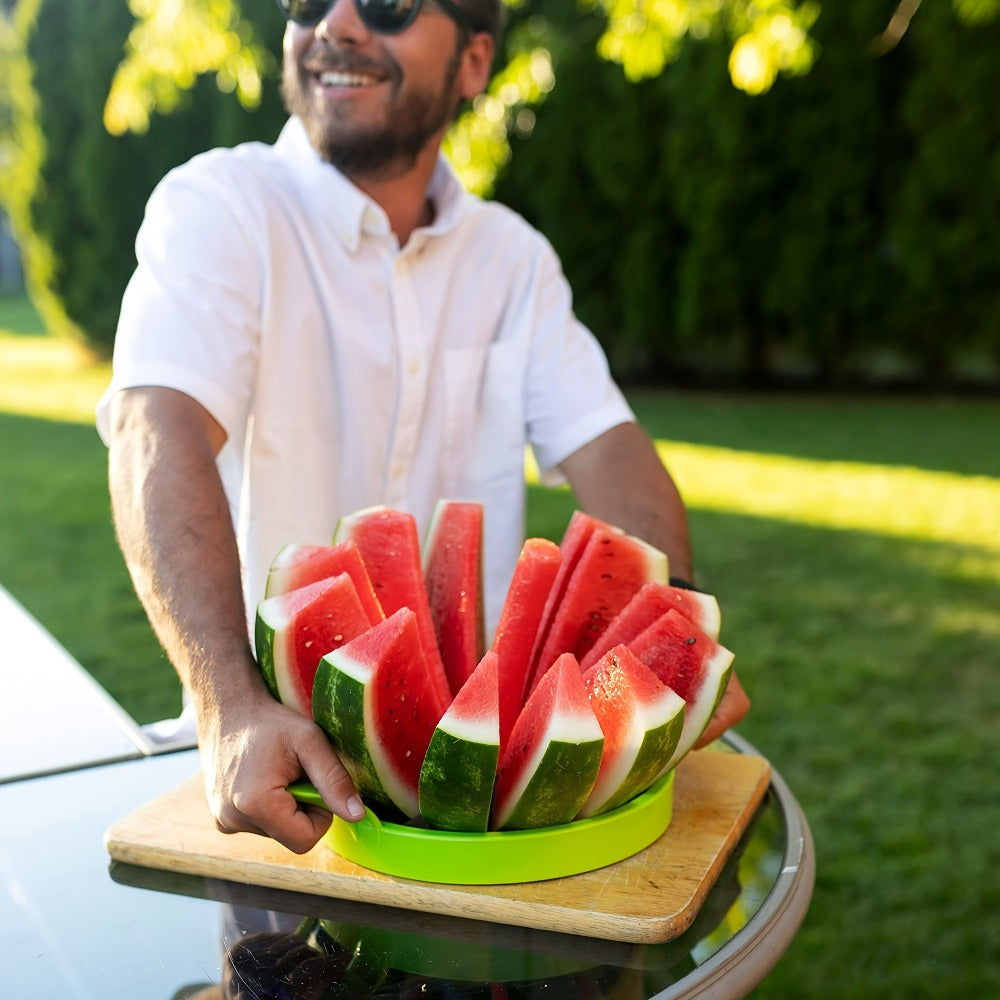 Stainless Steel Watermelon Cutter Slicer - One-Motion Core & Slice Tool, Reusable Fruit Separator for Kitchen