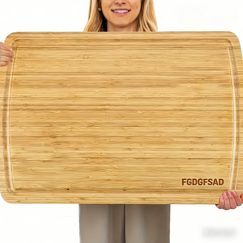 Large Bamboo Wood Cutting Board with Juice Groove Thick Butcher Block for Kitchen Cheese Charcuterie Food Prep Serving Board Multiple Sizes