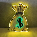 Neon Sign Money Bag LED Wall Light USB Powered Man Cave Bar Room Decor 15.75x11.81 Inch Bright Neon Light Sign for Bedroom Game Room Office Wall Decoration