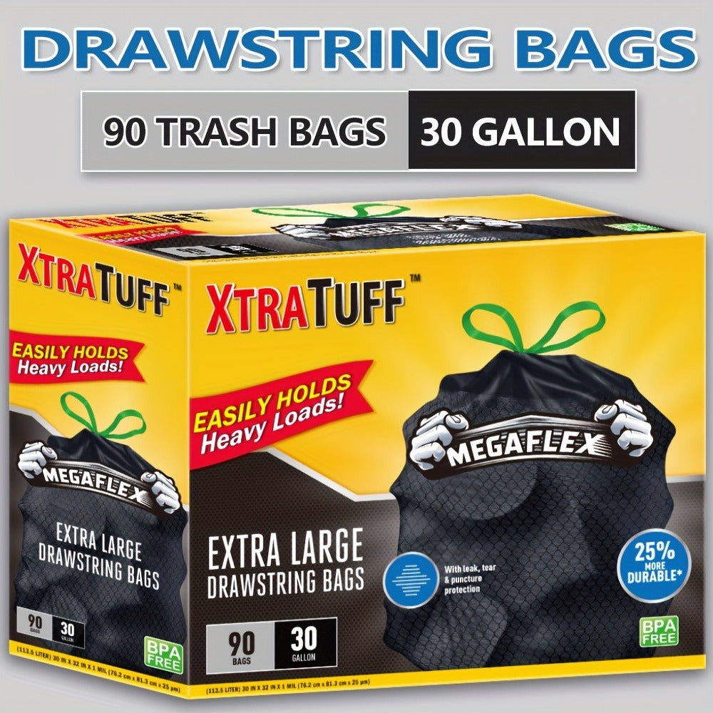 Drawstring Trash Bags with Odor Eliminator Technology ¨C Lemon Mint Scent, Puncture & Tear Resistant, 30 Gal (90 Bags) or 13 Gal (154 Bags) Kitchen Garbage Bags