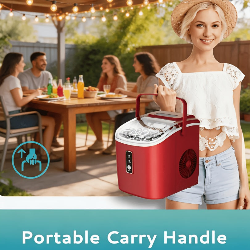 Portable Ice Maker Countertop ¨C Bullet Ice Machine 26-29 Lbs Daily, 9 Ice Cubes in 6 Mins, Self-Cleaning, Quiet Under 45dB, with Handle, Basket & Scoop, for Home, Kitchen, Camping & RV