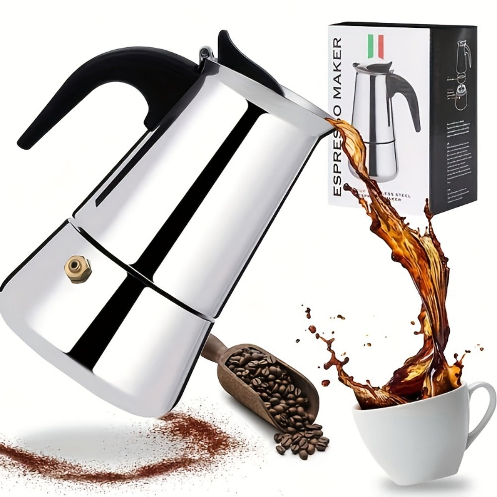 Moka Pot Stovetop Espresso Maker Stainless Steel Induction Compatible 2 4 6 9 12 Cup Italian Coffee Maker with Reusable Filter for Cuban Greek Coffee