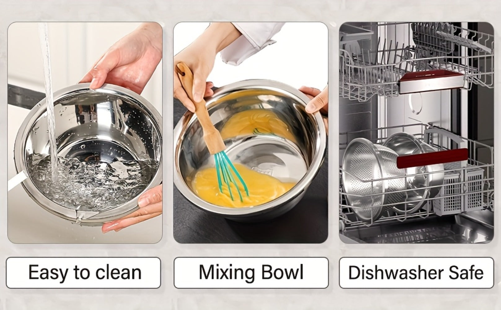 Stainless Steel Colander with Mixing Bowl Set 304 Food Grade Strainer Bowl for Washing Vegetables Fruit Rice Dishwasher Safe Kitchen Colander Sieve Multiple Sizes