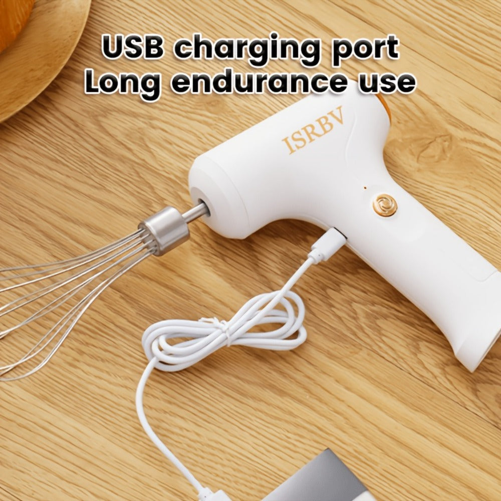 Wireless Electric Whisk Handheld Mixer - Rechargeable Cordless Egg Beater with Vertical Stand Design, Long Battery Life, Powerful Motor for Baking, Custard, Cream & Desserts, Kitchen Gift