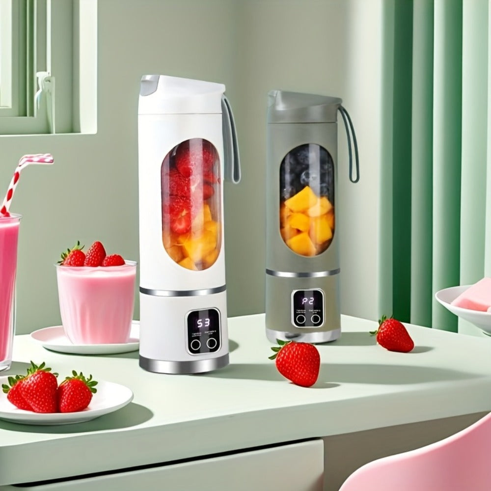 Portable Juicer USB Rechargeable with LED Display - Handheld Personal Blender for Smoothies, Juice & Ice Crush, Li-Ion Battery Powered Mini Juicer Cup for Home, Gym, Travel & Outdoor, Multiple Styles
