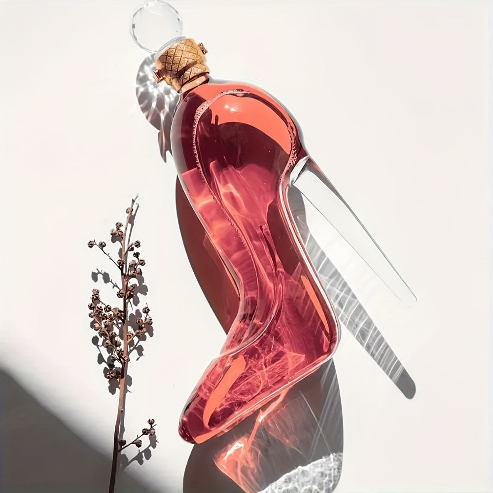 High Heel Shoe Decanter Crystal Glass with Stopper 26oz ¨C Handmade Lead-Free Transparent Wine Decanter for Kitchen Dining Decor, Valentine's Day & Holiday Gift