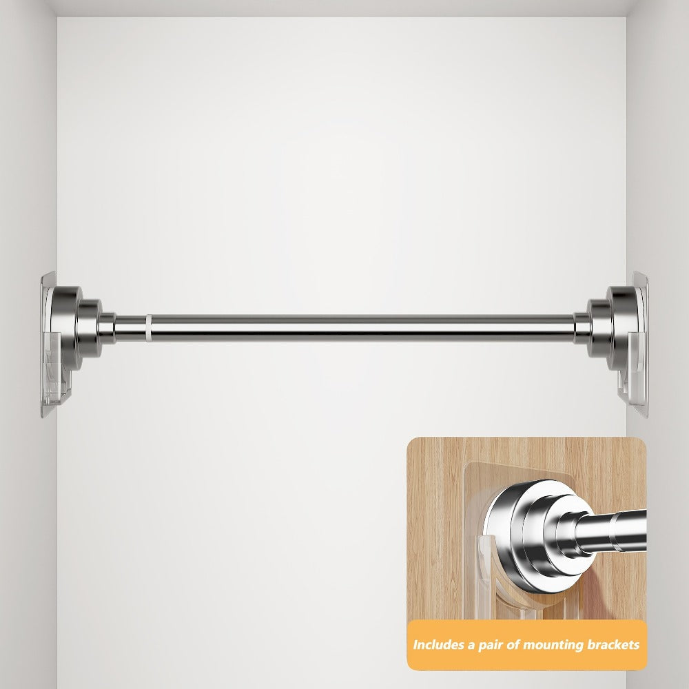 Tension Rod Stainless Steel No Drill - Adjustable Curtain Rod for Wardrobe Bathroom Bedroom, Clothes Drying Rod, Multiple Sizes & Colors