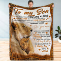 Flannel Throw Blanket with Lion Design & Inspirational Quote - Soft Cozy Knit Polyester, Heartfelt Gift for Son from Mom, Warm Home Decor Blanket