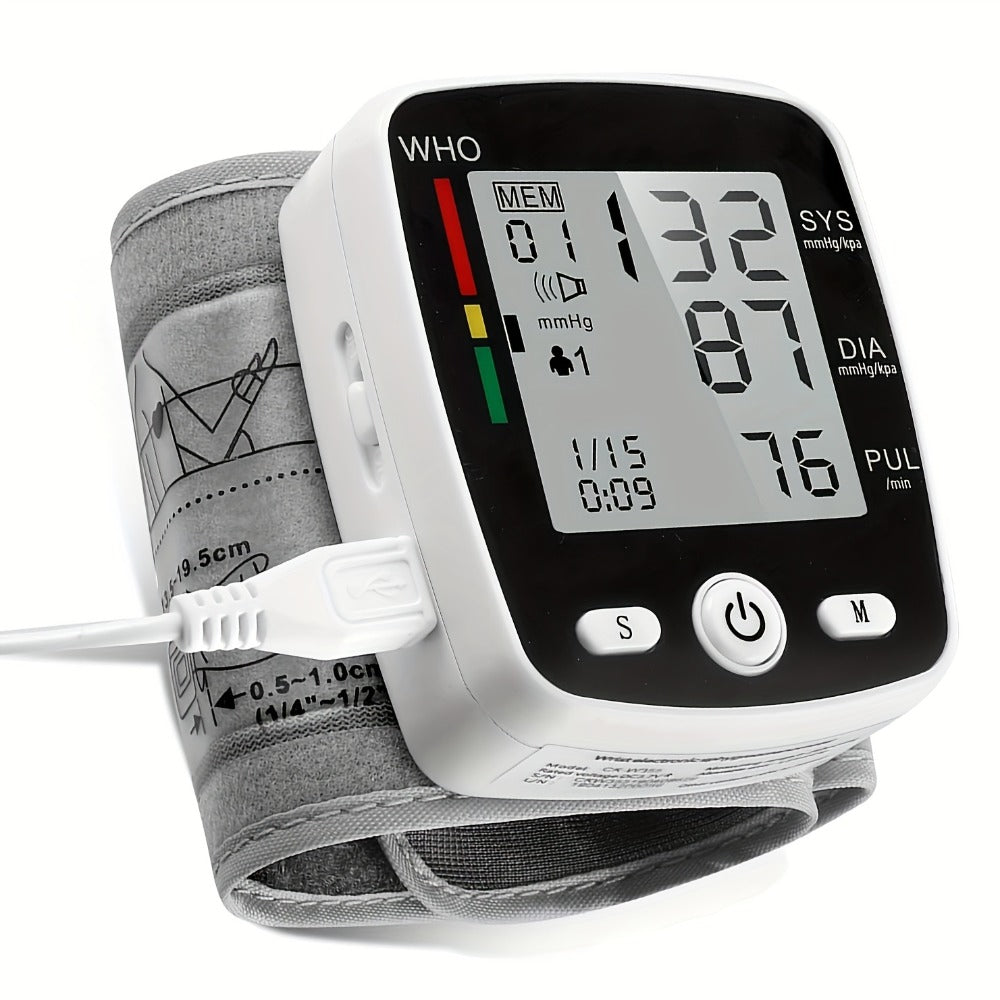 Wrist Blood Pressure Monitor Rechargeable - Digital BP Monitor with Large LCD, Voice Broadcast, 2¡Á99 Memory & USB Charging, Portable Wrist Cuff for Home & Travel, Optional Bundle with Pulse Oximeter