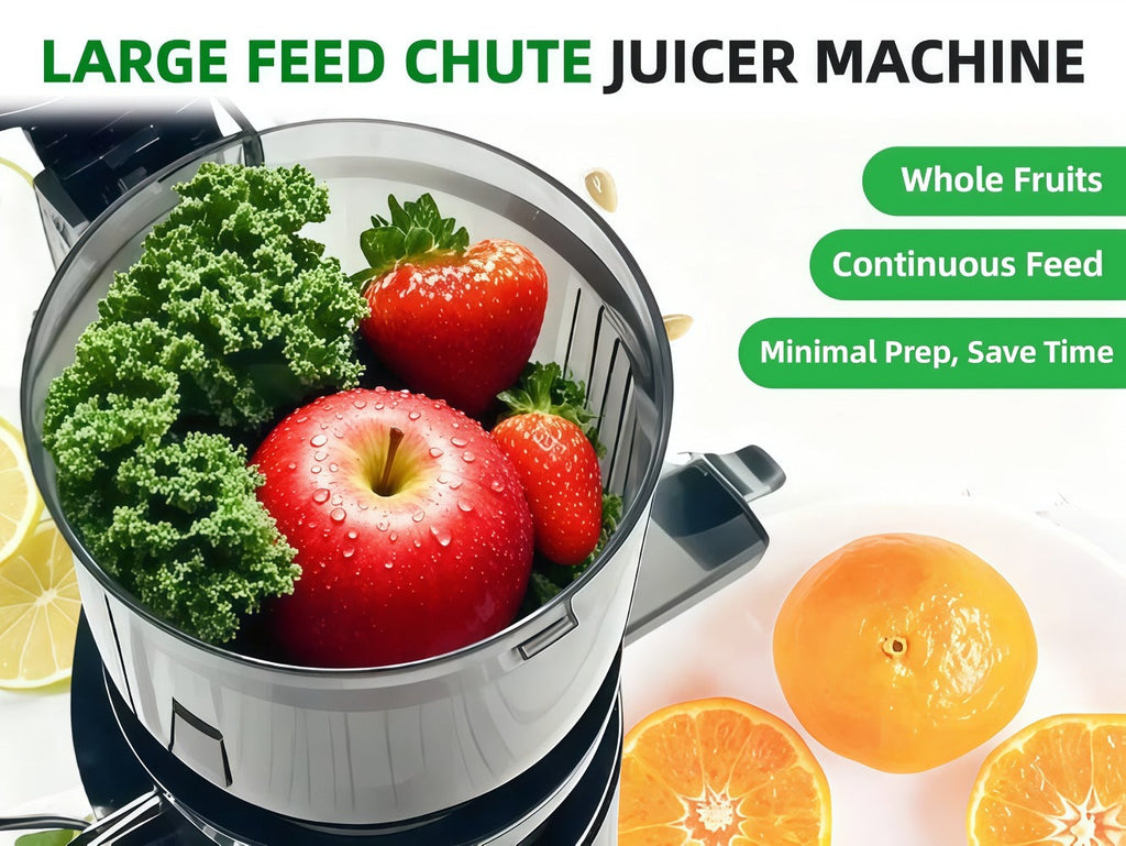 Masticating Juicer Cold Press - 4.25¡± Wide Feed Chute Auto-Feed Slow Juicer for Whole Fruits & Vegetables, 98% Juice Extraction, Quiet Motor, Easy to Clean, Compact for 1-2 People, Multiple Colors