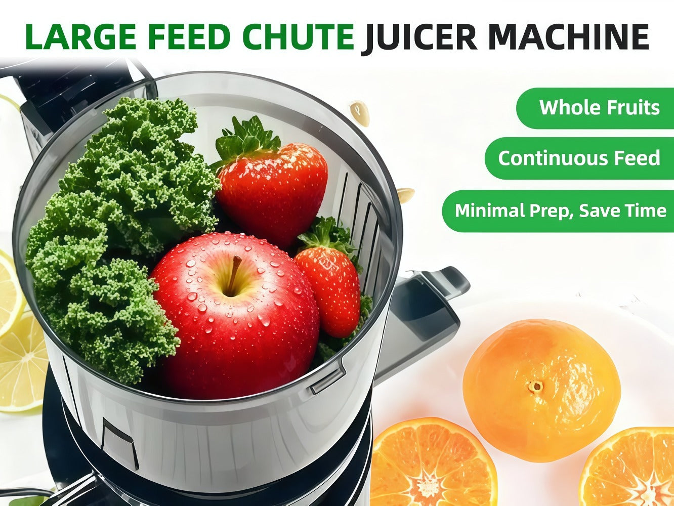 Masticating Juicer Cold Press - 4.25¡± Wide Feed Chute Auto-Feed Slow Juicer for Whole Fruits & Vegetables, 98% Juice Extraction, Quiet Motor, Easy to Clean, Compact for 1-2 People, Multiple Colors