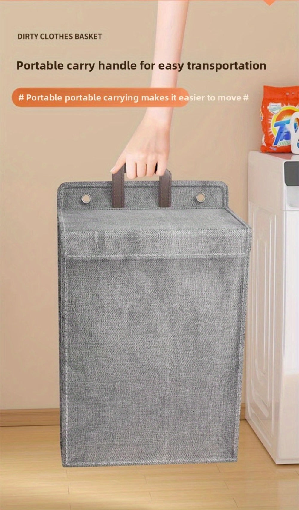 Wall Mounted Laundry Hamper Foldable Oxford Cloth with Lid | Space Saving Clothes Storage Basket for Bedroom Bathroom Living Room | Large 22x15 Inch Multi-Purpose Organizer Gray