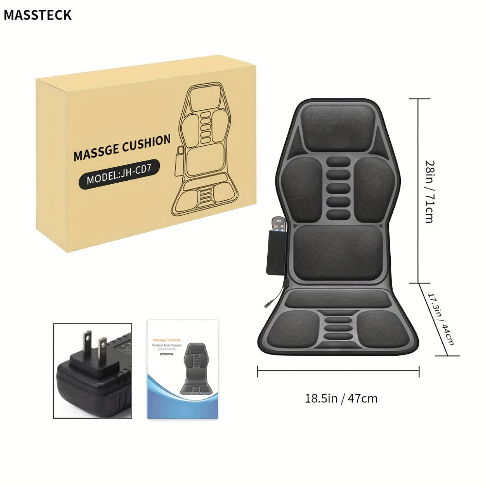 Massage Seat Cushion with Heat 9 Vibration Motors Triple Heating Pad Lumbar Traction Full Body Massager for Back Waist Hip Leg for Couch Chair Gift for Mom Dad Women Men
