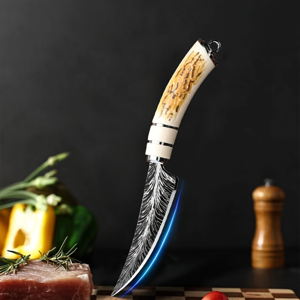 Butcher Knife Professional Bone-In Meat Cleaver Razor Sharp Blade with Patterned Design & Ergonomic Comfort Grip Handle ¨C Heavy Duty Kitchen Chef Knife for Poultry & Meat Cutting