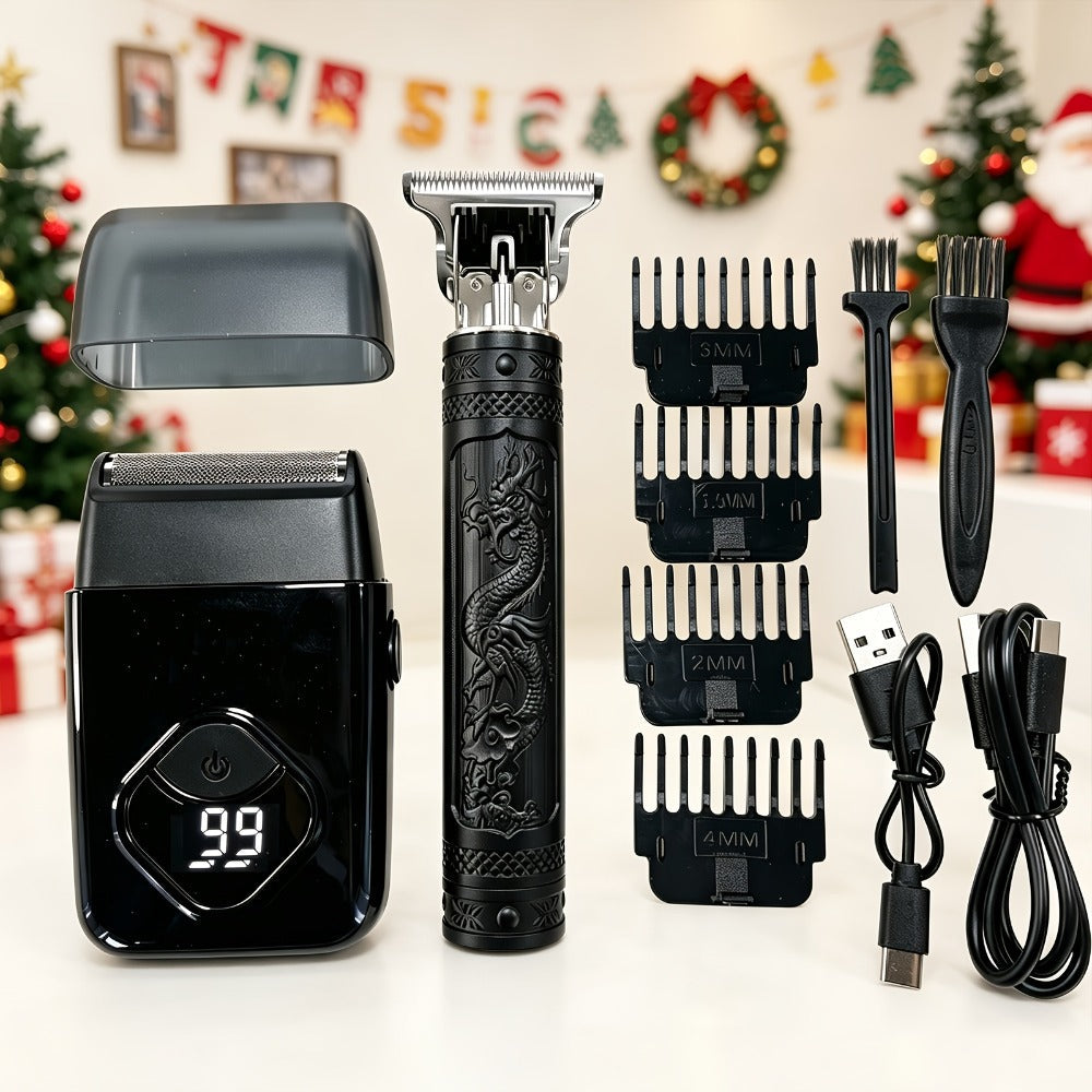 Men's Electric Grooming Set Hair Clipper Nose Trimmer Shaver Kit Cordless USB Rechargeable Professional Haircut Sculpt Shave for Home Car Travel Gift for Dad Husband Boyfriend