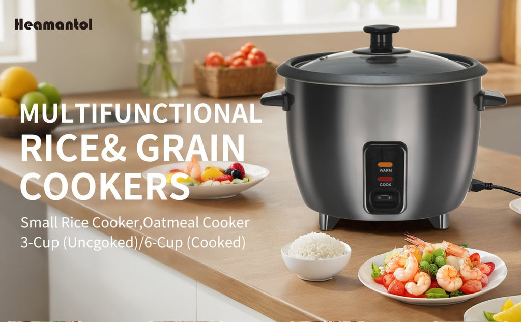 Rice Cooker & Yogurt Maker 3-Cup Nonstick ¨C 1.5Qt Multicooker with Auto Keep Warm, One-Touch Operation, Stainless Steel Inner Liner & Steamer for Grain, Oatmeal & More