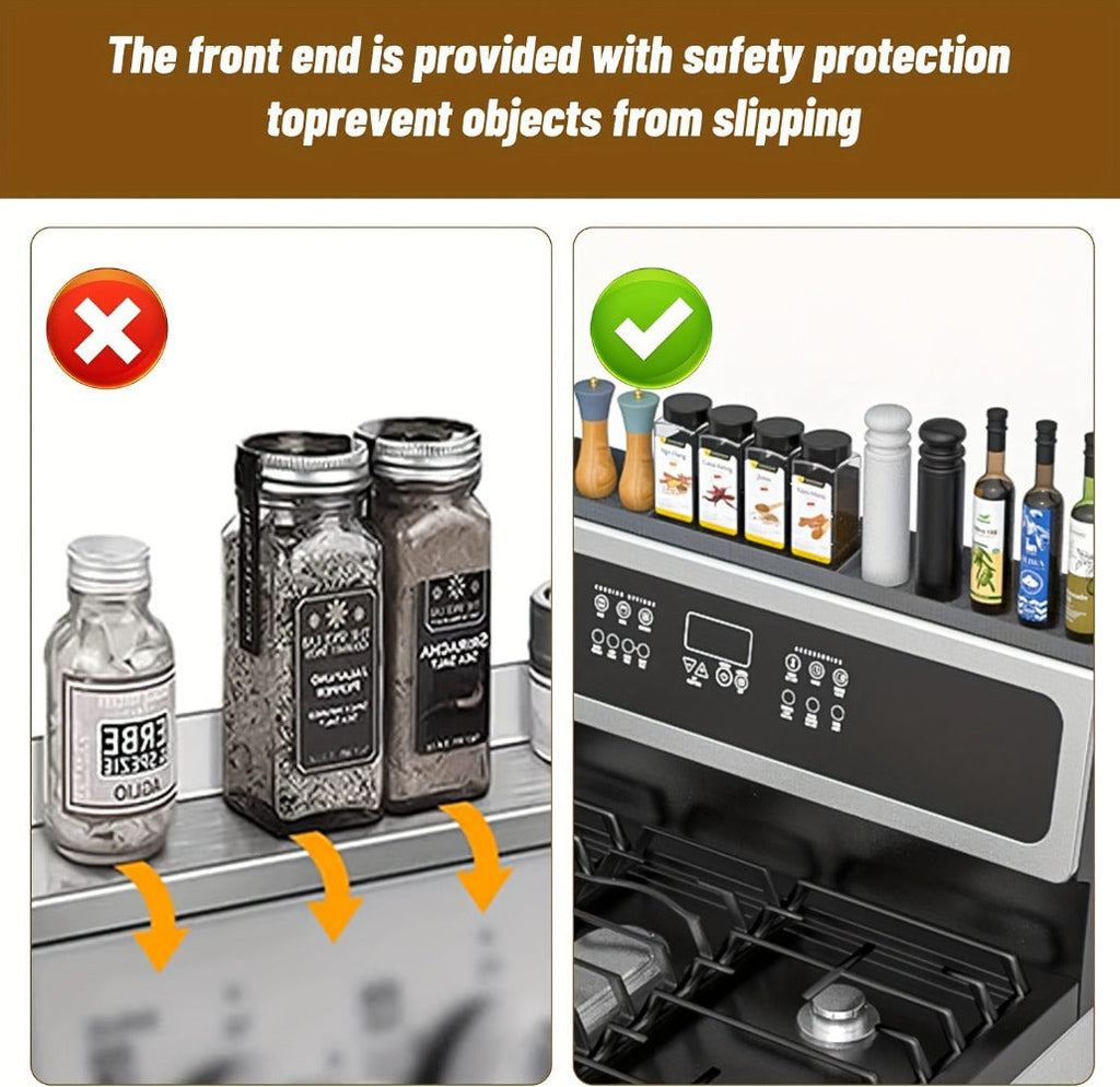 Silicone Stove Organizer Rack with Suction Cups | Heat-Resistant, Dishwasher-Safe Spice Holder for Kitchen Countertop ¨C 30 Inch