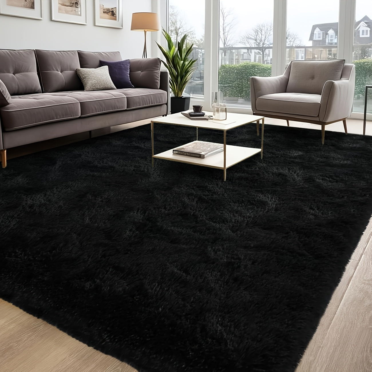 Shaggy Plush Area Rug - Soft Fluffy Carpet for Living Room, Bedroom & Sofa | Non-Slip Machine Washable Tie-Dye & Solid Color Long Pile Rug | Luxury Home Decor Floor Mat in Multiple Sizes & Colors