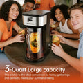 Iced Tea & Coffee Maker 3 QT Pitcher with Reusable Filter Basket | Adjustable Brew Strength | Cold Brew Machine for Iced Tea, Lattes, Lemonade & Flavored Water | Black