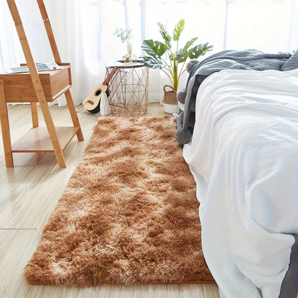 Tie-Dye Knotted Fluffy Mat Super Soft Thickened ¨C Cozy Indoor Area Rug for Living Room, Bedroom & Office, Stylish Floor Covering 15.74x47.24 in ¨C Dark Gray, Light Grey, Pink, White, Purple