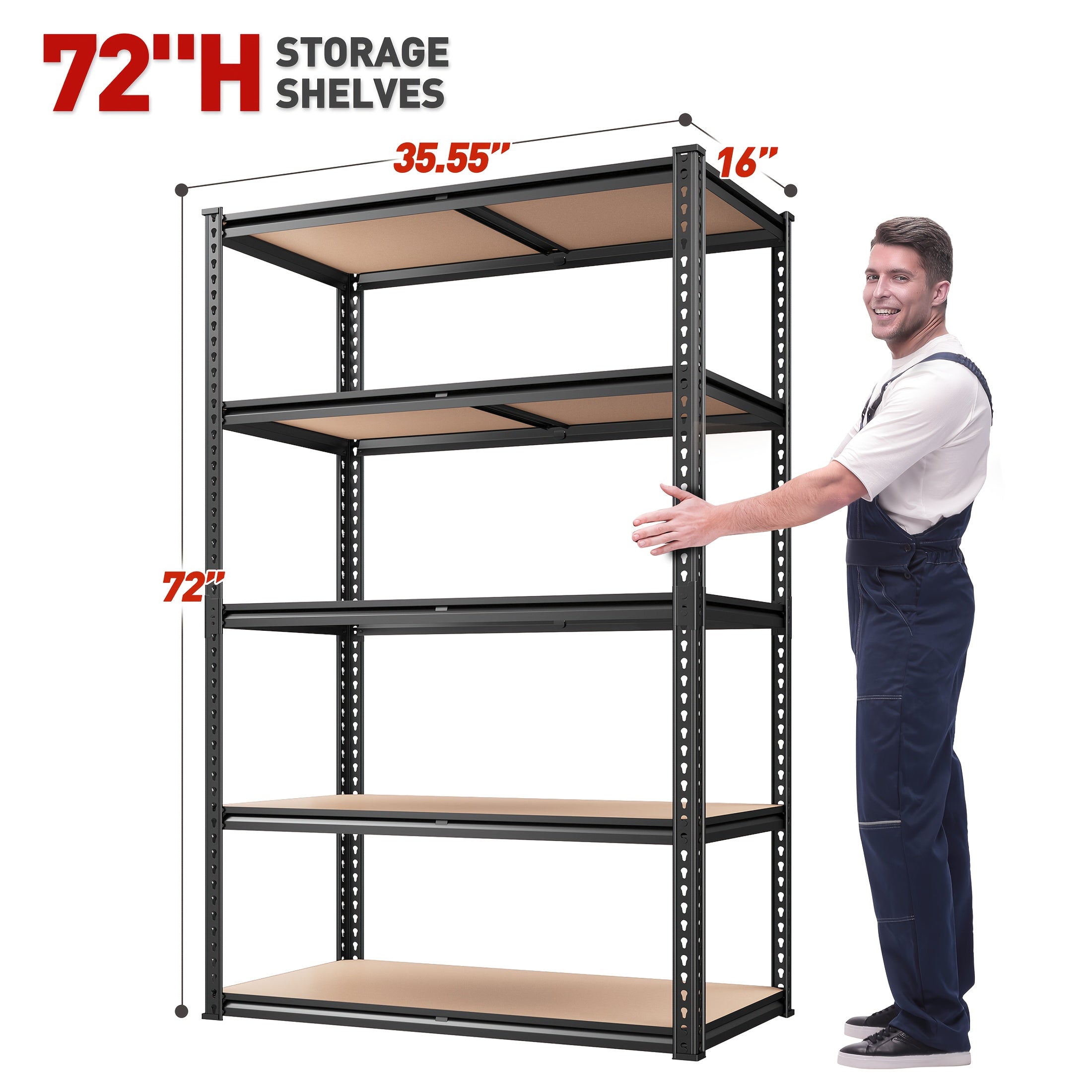 5-Tier Heavy Duty Metal Shelving Unit 2000LBS ¨C Adjustable Freestanding Steel Garage Storage Shelves 72¡±H x 35.5¡±W x 15.8¡±D Tool-Free Assembly Utility Rack Black