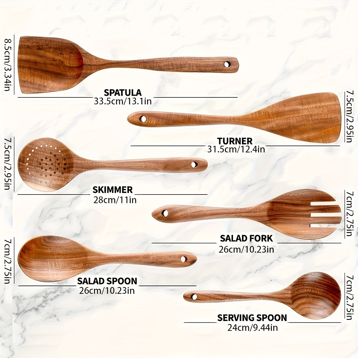 Wooden Kitchen Utensils Set ¨C Natural Wood Spoon Spatula & Wok Spatula with Ergonomic Handle, Heat-Resistant Non-Stick Safe Cooking Tools, Easy to Clean Durable Kitchen Essentials (5 / 6 / 10 Piece Sets)