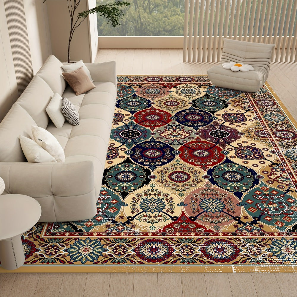 Area Rug Boho Vintage Washable Non-Slip Rug for Living Room Bedroom Traditional Woven Carpet Home Decor