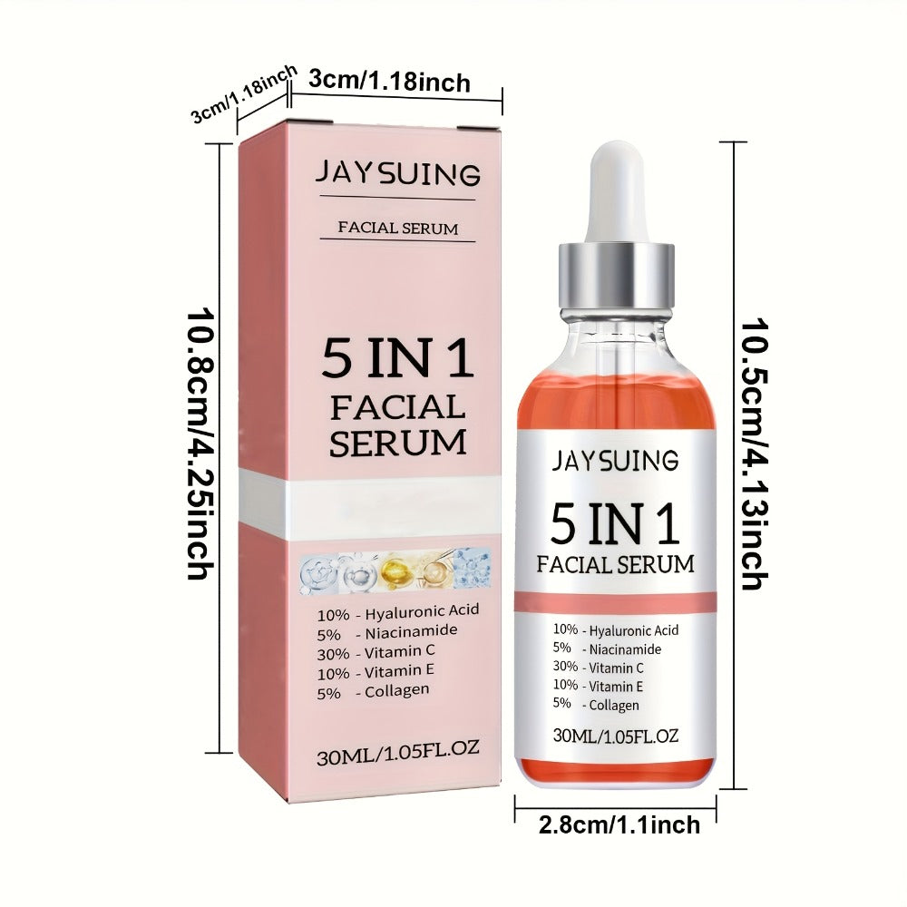 Facial Serum 5-in-1 with Hyaluronic Acid & Vitamin C ¨C 3 Pack 30ml, Hydrating Anti-Aging Skin Care Serum for All Skin Types, Alcohol-Free, Non-Irritating, Unisex