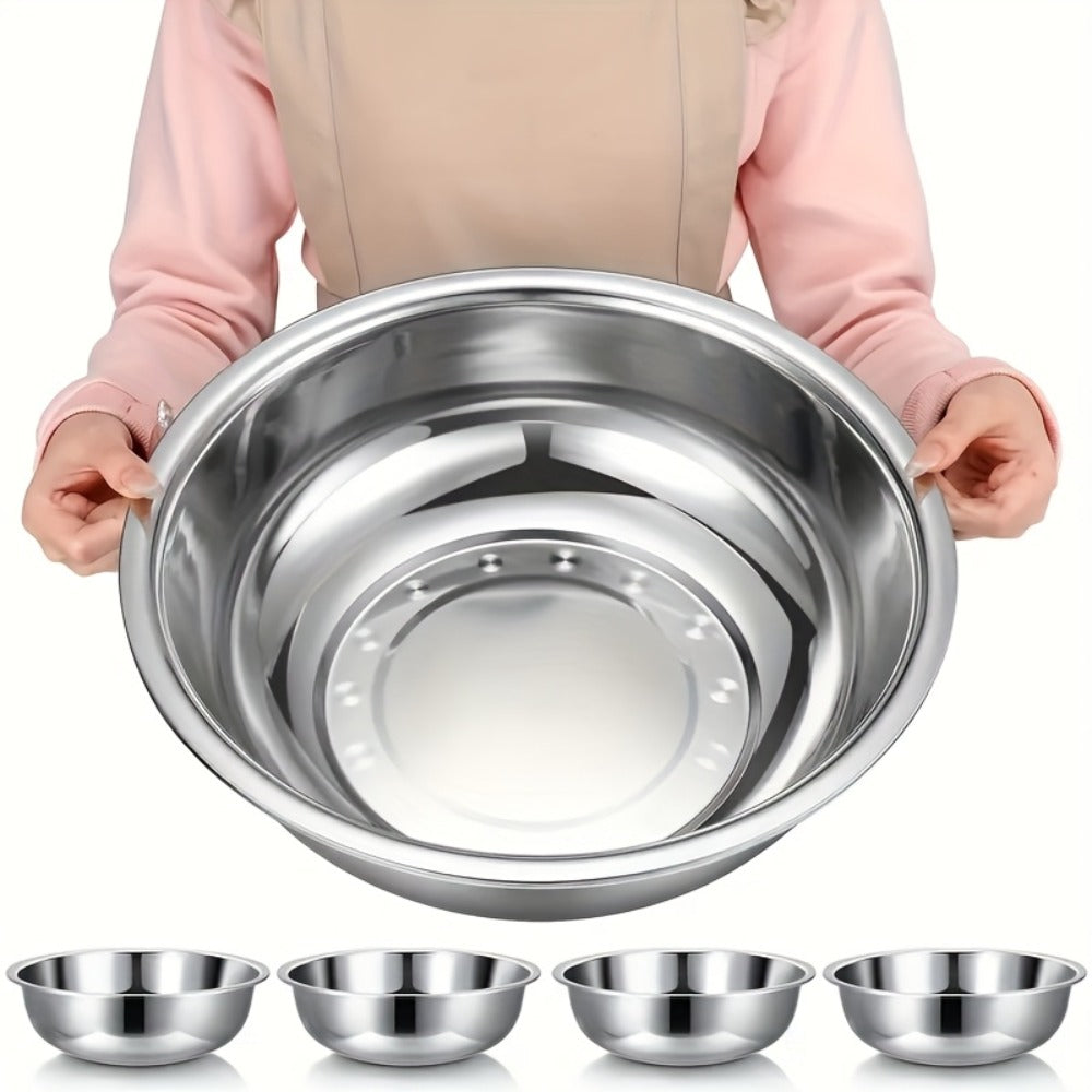 Stainless Steel Mixing Bowl Large 15.75 Inch with Footed Base ¨C Rust-Resistant Salad Bowl, Vegetable & Fruit Washing Basin, Soaking Tub & Dish Pan for Home Kitchen, Durable & Easy to Clean