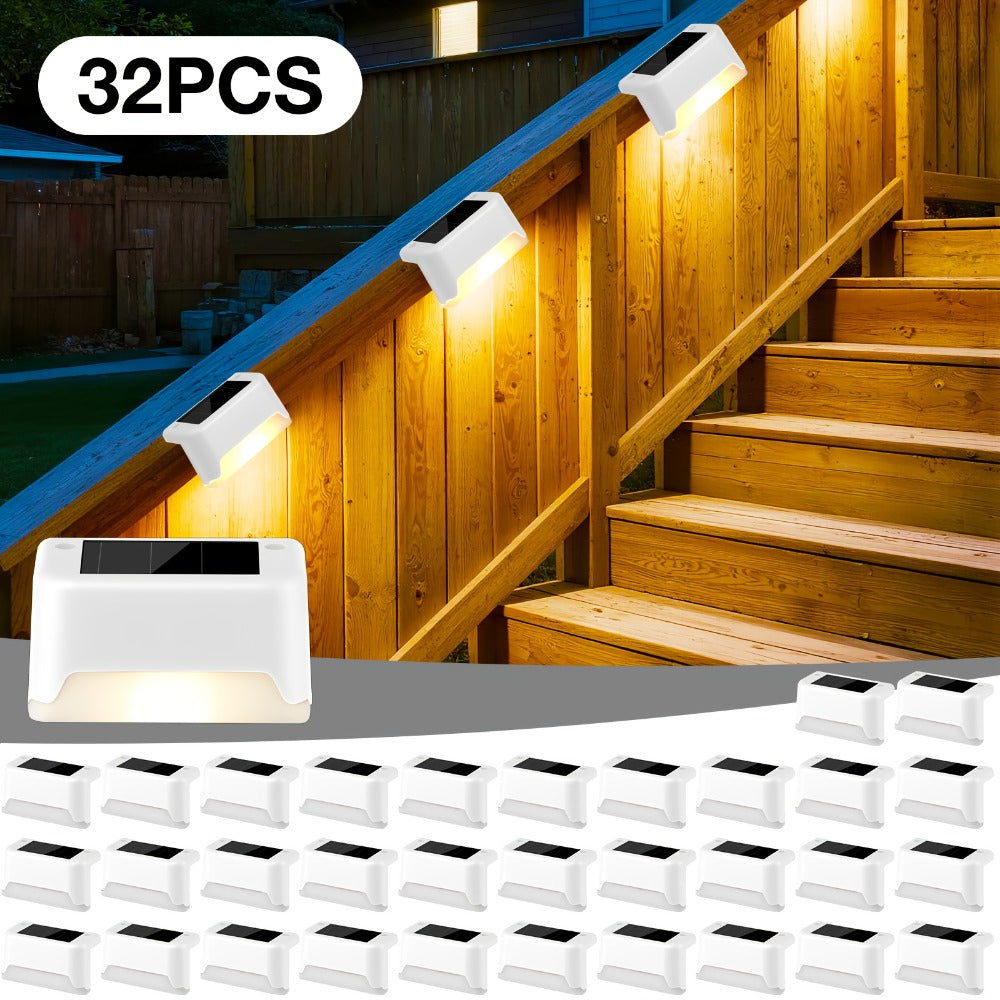 Solar Step Lights IP65 Waterproof ¨C LED Deck Lights for Outdoor Stairs, Fence & Pathway, Auto On/Off Dusk to Dawn, 12-Hour Night Lighting for Garden, Patio, Driveway & Commercial Spaces