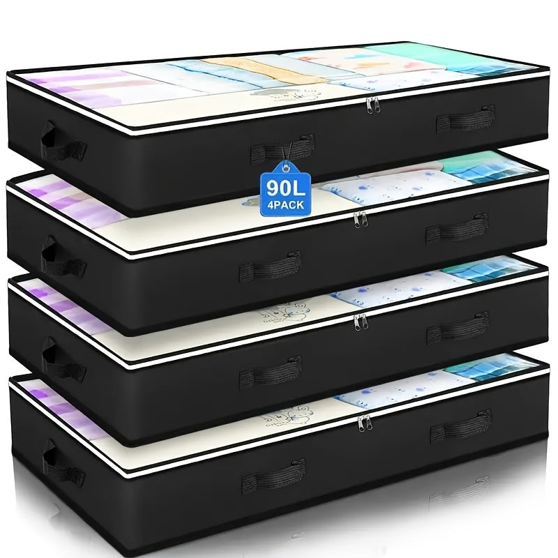 Under Bed Storage Bins Collapsible 23.78 Gal ¨C Foldable Underbed Organizer Bags for Blankets, Clothes, Comforters, Sheets & Sweaters with Zipper Lid