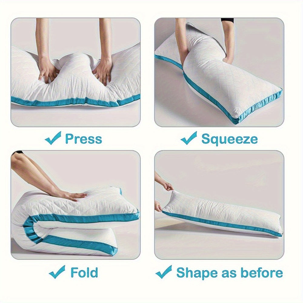 Memory Foam Body Pillow for Side Sleepers 51 Inch, Cooling Long Pillow with Breathable Polyester Cover, Firm Support Full Body Pillow for Adults Pregnancy, Machine Washable, Grey Blue Pink