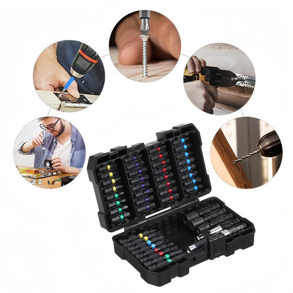 Impact Screwdriver Bit Set 45-Piece ¨C Heavy-Duty Torx, Phillips, Flat & Square Bits with Storage Box, Compatible with Impact Drivers for Automotive, Home Repair & DIY Projects