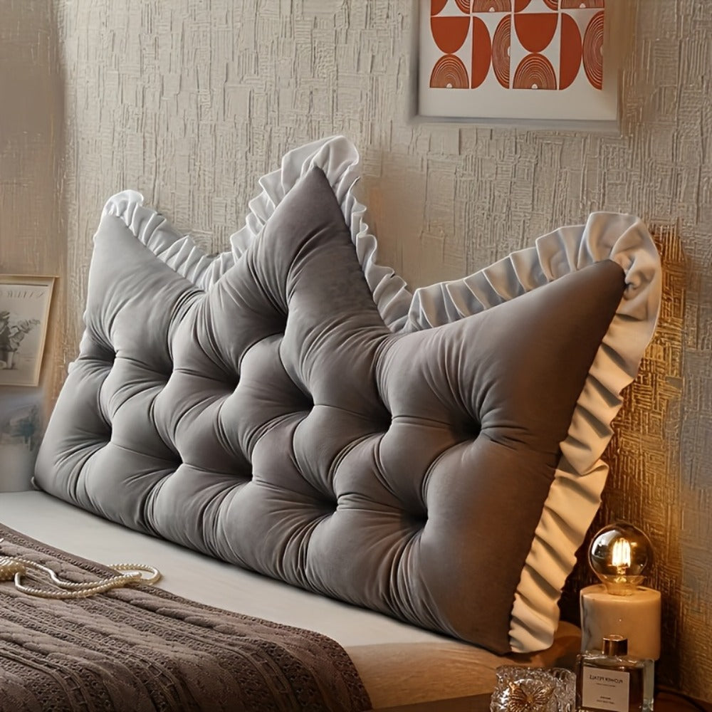 Tufted Backrest Cushion Large Vintage Ruffle Trim Sofa Bed Pillow Filled Lumbar Support Cushion Hand Washable Home Decor Pearl Gray Mica Gray Pearl White Emerald Green